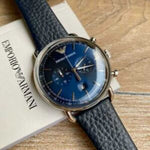 EMPORIO ARMANI AR11105 BLUE LEATHER STRAP MEN’S WATCH - H2 Hub Watches