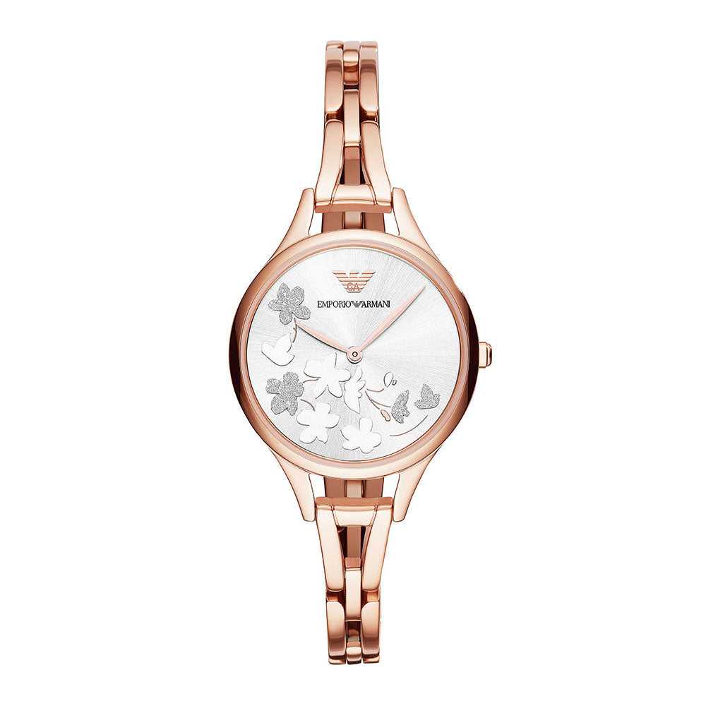 EMPORIO ARMANI ANALOG QUARTZ ROSE GOLD STAINLESS STEEL AR11108 WOMEN’S WATCH - H2 Hub Watches