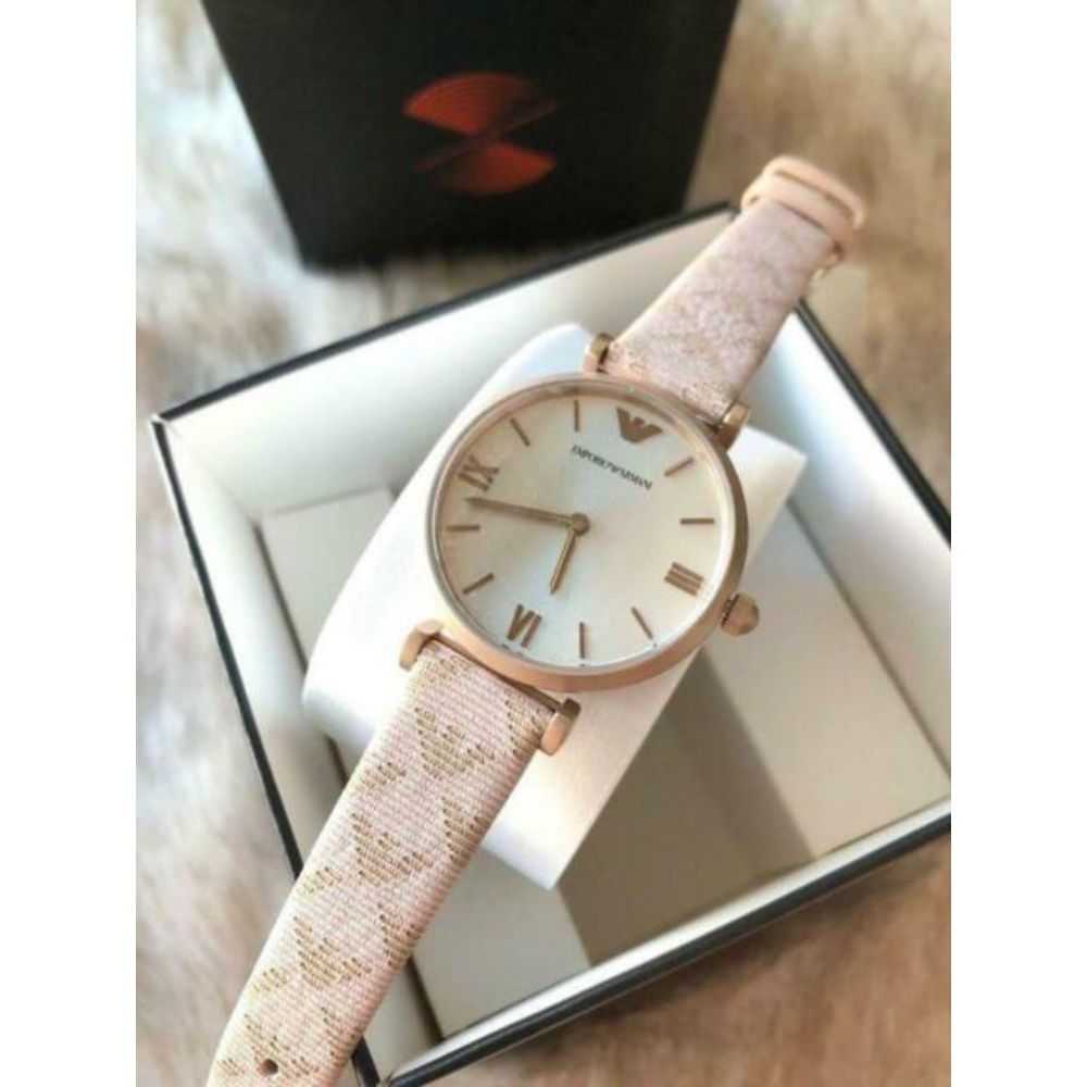 EMPORIO ARMANI AR11126 NUDE LEATHER STRAP WOMEN’S WATCH - H2 Hub Watches