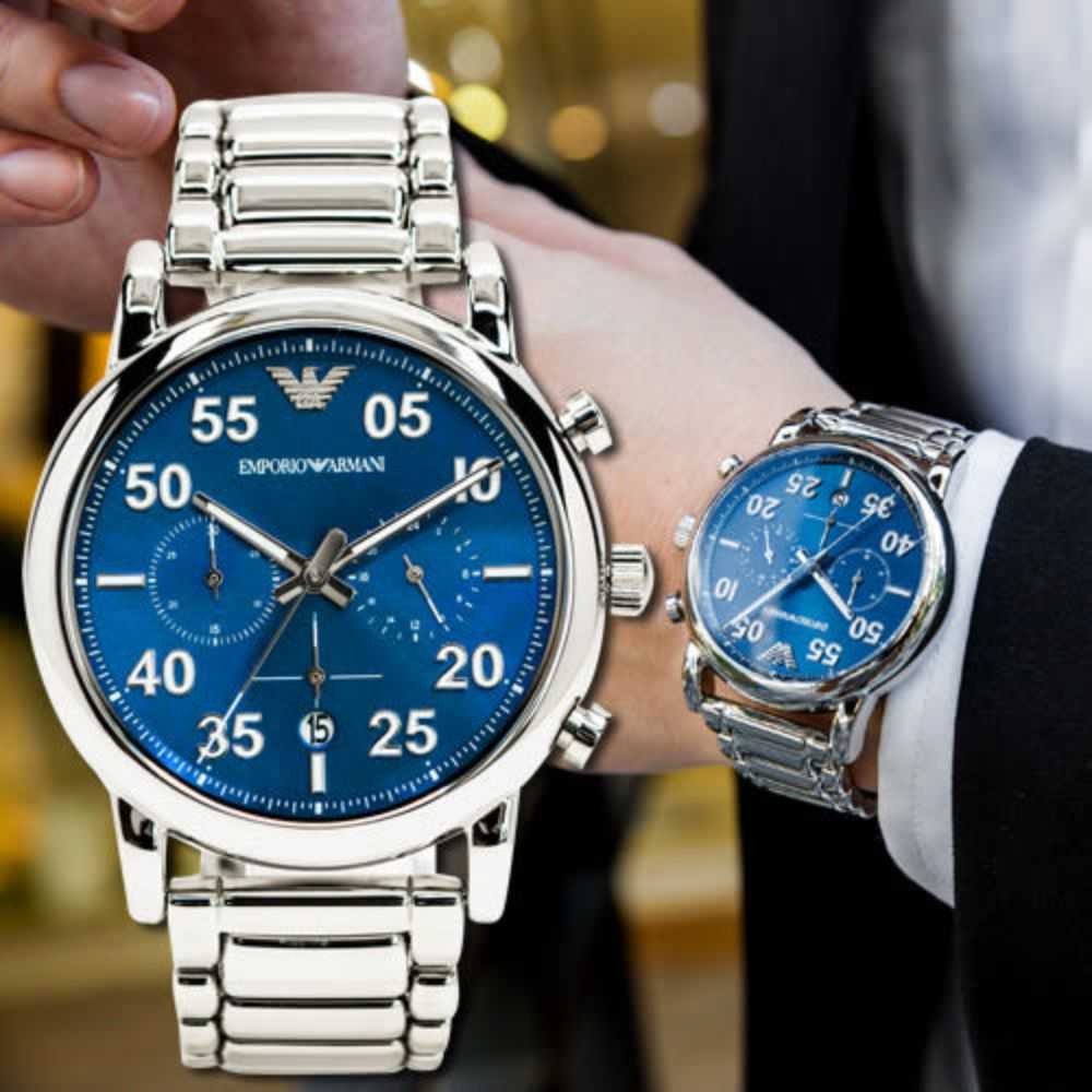 EMPORIO ARMANI CHRONOGRAPH SILVER STAINLESS STEEL AR11132 MEN’S WATCH - H2 Hub Watches