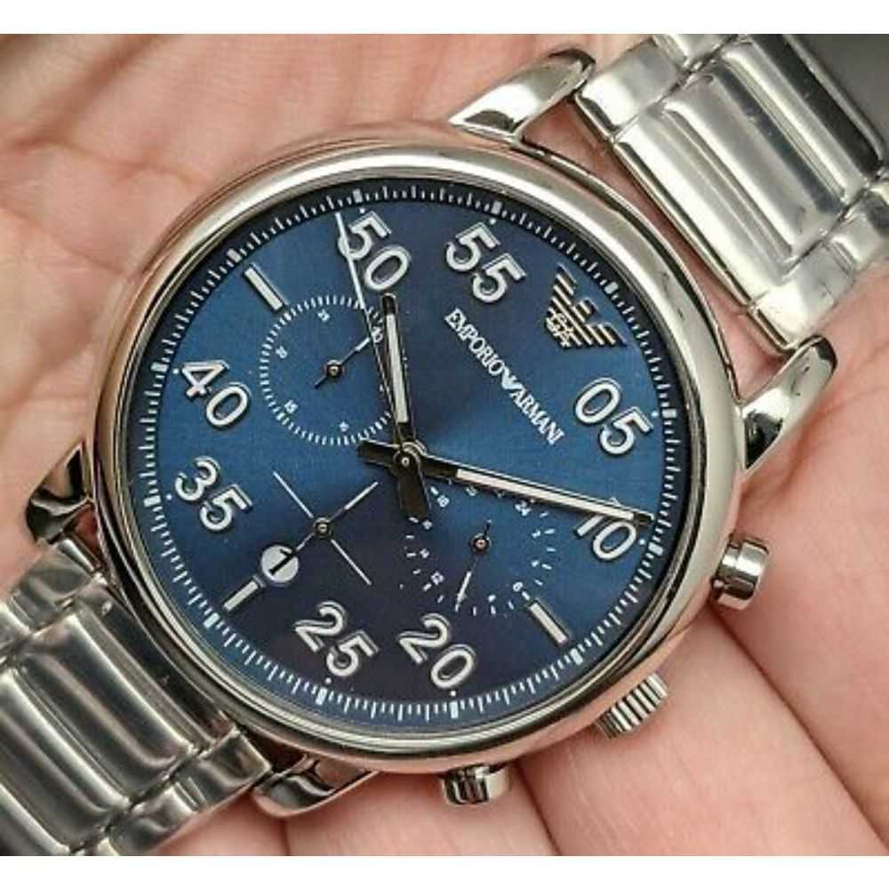 EMPORIO ARMANI CHRONOGRAPH SILVER STAINLESS STEEL AR11132 MEN’S WATCH - H2 Hub Watches