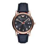 EMPORIO ARMANI AR11135 NAVY LEATHER STRAP MEN’S WATCH - H2 Hub Watches