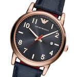 EMPORIO ARMANI AR11135 NAVY LEATHER STRAP MEN’S WATCH - H2 Hub Watches