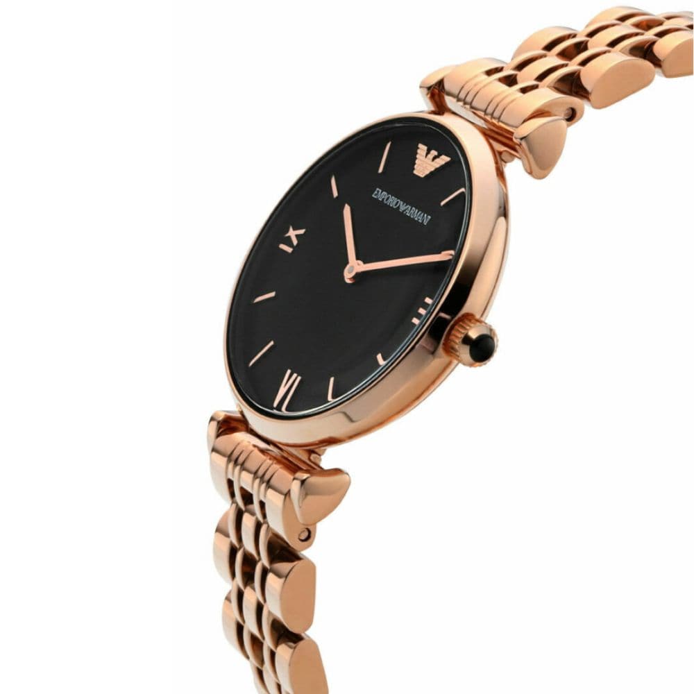 EMPORIO ARMANI GIANNI T BAR ANALOG QUARTZ ROSE GOLD STAINLESS STEEL AR11145 WOMEN'S WATCH - H2 Hub Watches