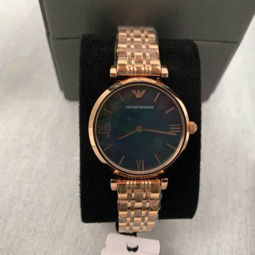 EMPORIO ARMANI GIANNI T BAR ANALOG QUARTZ ROSE GOLD STAINLESS STEEL AR11145 WOMEN'S WATCH - H2 Hub Watches