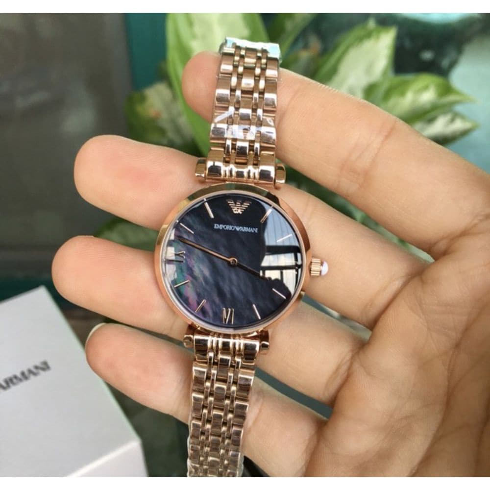 EMPORIO ARMANI GIANNI T BAR ANALOG QUARTZ ROSE GOLD STAINLESS STEEL AR11145 WOMEN'S WATCH - H2 Hub Watches