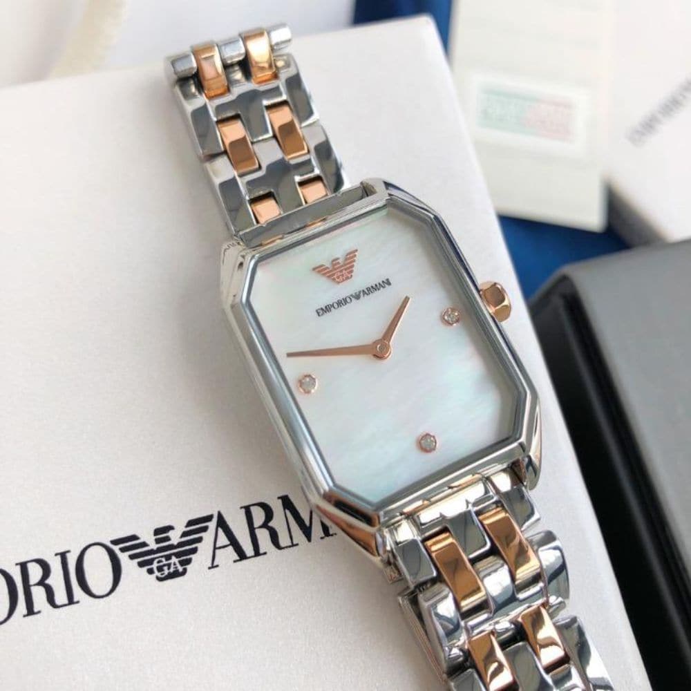 EMPORIO ARMANI GIOIA AR11146 TWO TONE STAINLESS STEEL WOMEN S WATCH H2 Hub