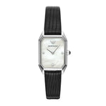 EMPORIO ARMANI GIOIA ANALOG QUARTZ SILVER STAINLESS STEEL AR11148 BLACK LEATHER STRAP WOMEN'S WATCH - H2 Hub Watches
