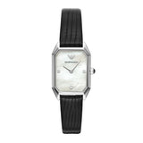 EMPORIO ARMANI GIOIA ANALOG QUARTZ SILVER STAINLESS STEEL AR11148 BLACK LEATHER STRAP WOMEN'S WATCH - H2 Hub Watches