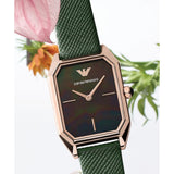 EMPORIO ARMANI AR11149 GREEN LEATHER WOMEN'S WATCH