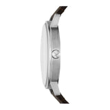 EMPORIO ARMANI KAPPA ANALOG QUARTZ SILVER STAINLESS STEEL AR11153 BROWN LEATHER STRAP MEN'S WATCH - H2 Hub Watches