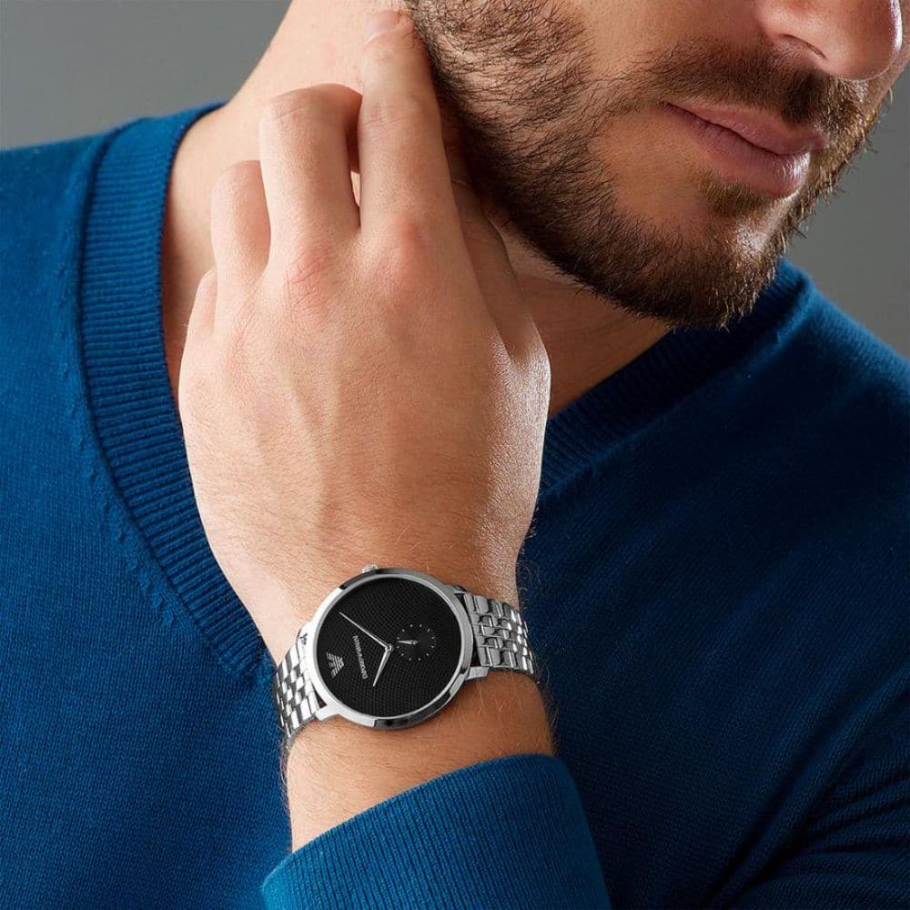 EMPORIO ARMANI AR11161 MODERN SLIM SILVER STAINLESS STEEL MEN'S WATCH - H2 Hub Watches