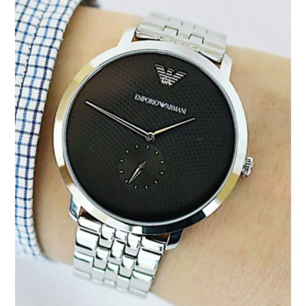 EMPORIO ARMANI AR11161 MODERN SLIM SILVER STAINLESS STEEL MEN'S WATCH - H2 Hub Watches