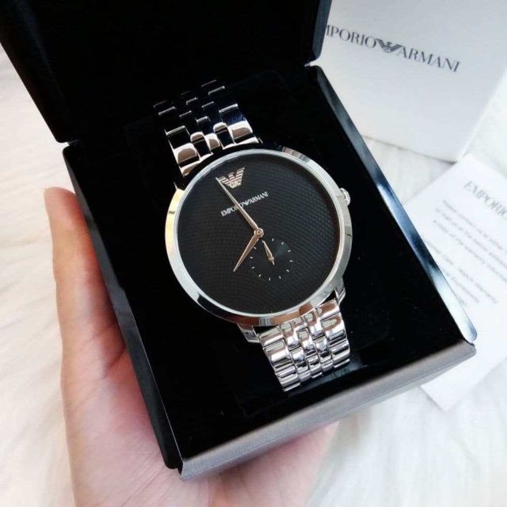 EMPORIO ARMANI AR11161 MODERN SLIM SILVER STAINLESS STEEL MEN'S WATCH - H2 Hub Watches