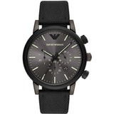 EMPORIO ARMANI AR11409 BLACK LEATHER MENS WATCH