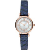 EMPORIO ARMANI AR11468 TWO-HAND BLUE LEATHER WOMEN'S WATCH