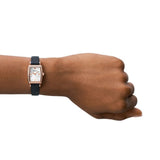 Emporio Armani Silver Dial And Blue Leather Strap Women Watch AR11469