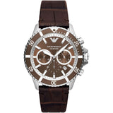 Emporio Armani Brown Chronograph Dial And Leather Strap Men Watch