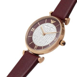 Emporio Armani Red Leather Strap Women Watch AR11487