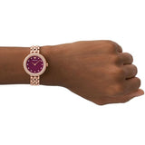 Emporio Armani Red Dial With Rose Gold Stainless Steel Strap Women Watch AR11491