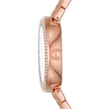 Emporio Armani Red Dial With Rose Gold Stainless Steel Strap Women Watch AR11491
