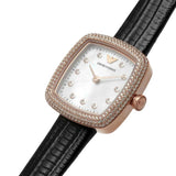 Emporio Armani Analog Silver Dial And Black Leather Strap Women Watch AR11495