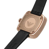 Emporio Armani Analog Silver Dial And Black Leather Strap Women Watch AR11495