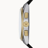 Emporio Armani Chronograph White Dial And Black Leather Strap Men Watch AR11498