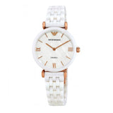 EMPORIO ARMANI CERAMICA ROSE GOLD WHITE CERAMIC AR1486 WOMEN’S WATCH - H2 Hub Watches