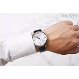 EMPORIO ARMANI ANALOG QUARTZ SILVER STAINLESS STEEL AR1674 BLACK LEATHER STRAP MEN’S WATCH