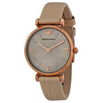 EMPORIO ARMANI RETRO AR1681 BEIGE LEATHER STRAP WOMEN’S WATCH - H2 Hub Watches