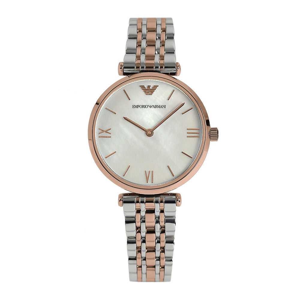 EMPORIO ARMANI ANALOG QUARTZ TWO TONE STAINLESS STEEL AR1683 WOMEN’S WATCH - H2 Hub Watches