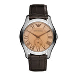EMPORIO ARMANI ANALOG QUARTZ SILVER STAINLESS STEEL AR1704 BROWN LEATHER STRAP MEN’S WATCH - H2 Hub Watches