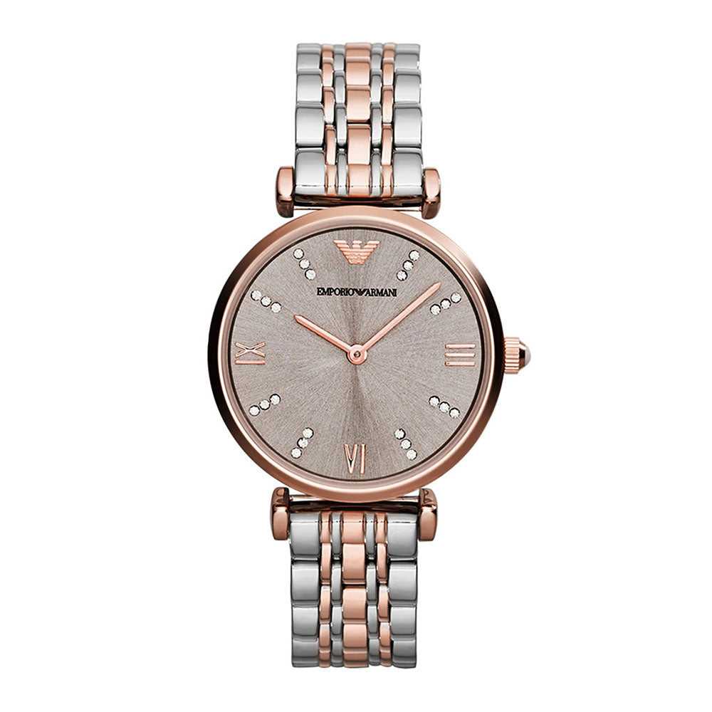 EMPORIO ARMANI CLASSIC ANALOG QUARTZ TWO TONE STAINLESS STEEL AR1840 WOMEN’S WATCH - H2 Hub Watches
