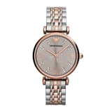 EMPORIO ARMANI CLASSIC ANALOG QUARTZ TWO TONE STAINLESS STEEL AR1840 WOMEN’S WATCH - H2 Hub Watches