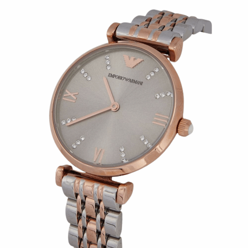 EMPORIO ARMANI CLASSIC ANALOG QUARTZ TWO TONE STAINLESS STEEL AR1840 WOMEN’S WATCH - H2 Hub Watches