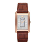 EMPORIO ARMANI CLASSIC ANALOG QUARTZ ROSE GOLD STAINLESS STEEL AR1870 BROWN LEATHER STRAP MEN’S WATCH - H2 Hub Watches
