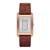 EMPORIO ARMANI CLASSIC ANALOG QUARTZ ROSE GOLD STAINLESS STEEL AR1870 BROWN LEATHER STRAP MEN’S WATCH - H2 Hub Watches