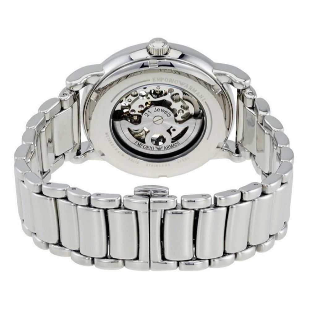 EMPORIO ARMANI LUIGI AUTOMATIC SILVER STAINLESS STEEL AR1980 MEN’S WATCH - H2 Hub Watches