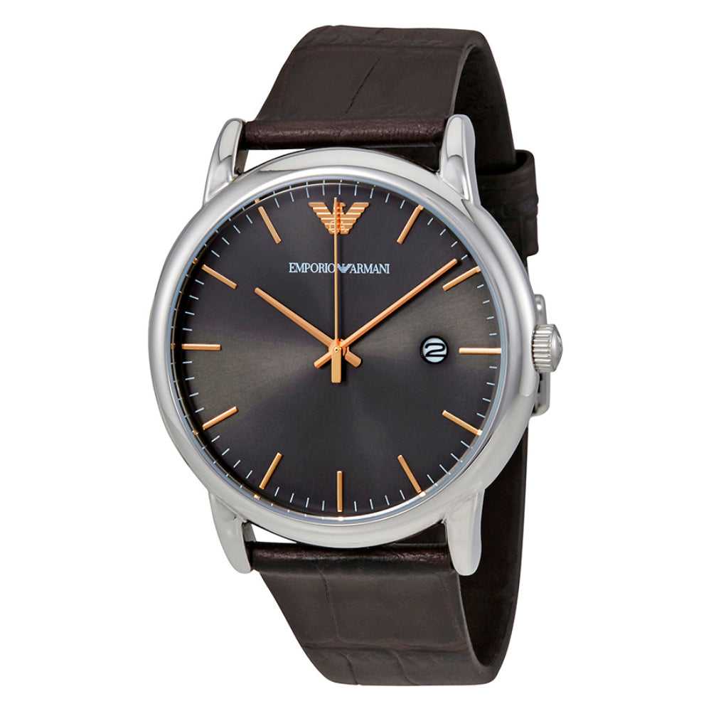 EMPORIO ARMANI AR1996 LUIGI BROWN LEATHER STRAP MEN'S WATCH - H2 Hub Watches