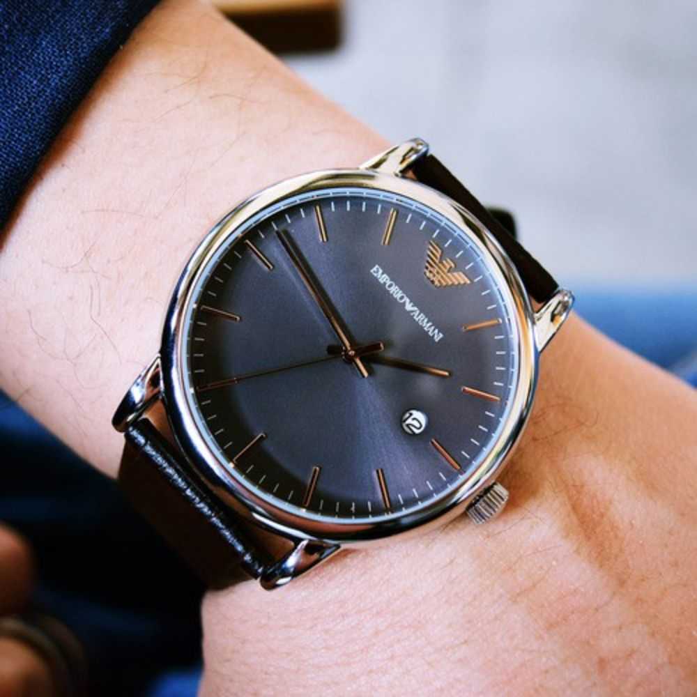 EMPORIO ARMANI AR1996 LUIGI BROWN LEATHER STRAP MEN'S WATCH - H2 Hub Watches