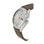 EMPORIO ARMANI ANALOG QUARTZ SILVER STAINLESS STEEL AR1999 BROWN LEATHER STRAP MEN'S WATCH - H2 Hub Watches