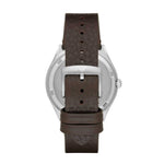 EMPORIO ARMANI ANALOG QUARTZ SILVER STAINLESS STEEL AR1999 BROWN LEATHER STRAP MEN'S WATCH - H2 Hub Watches