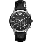 EMPORIO ARMANI CLASSIC AR2447 BLACK LEATHER STRAP MEN’S WATCH - H2 Hub Watches