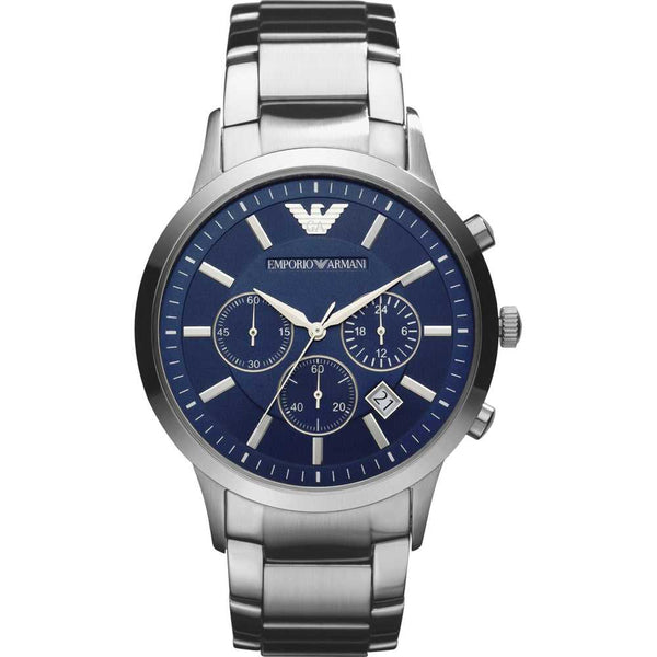 EMPORIO ARMANI CLASSIC CHRONOGRAPH SILVER STAINLESS STEEL AR2448 MEN’S WATCH - H2 Hub Watches