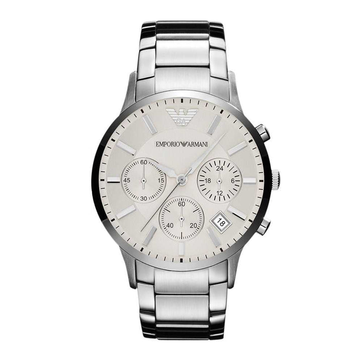 EMPORIO ARMANI SPORTIVO CHRONOGRAPH SILVER STAINLESS STEEL AR2458 MEN’S WATCH - H2 Hub Watches