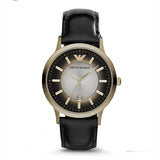 EMPORIO ARMANI CLASSIC BLACK LEATHER STRAP STAINLESS STEEL AR2468 MEN'S WATCH - H2 Hub Watches