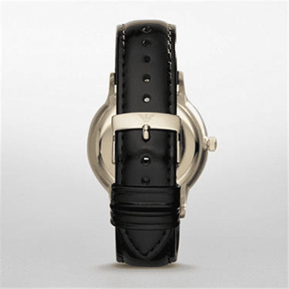 EMPORIO ARMANI CLASSIC BLACK LEATHER STRAP STAINLESS STEEL AR2468 MEN'S WATCH - H2 Hub Watches