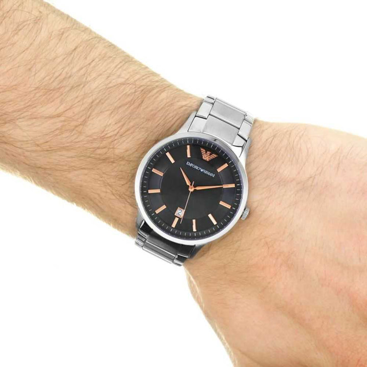 EMPORIO ARMANI ANALOG QUARTZ SILVER STAINLESS STEEL AR2514 MEN'S WATCH - H2 Hub Watches