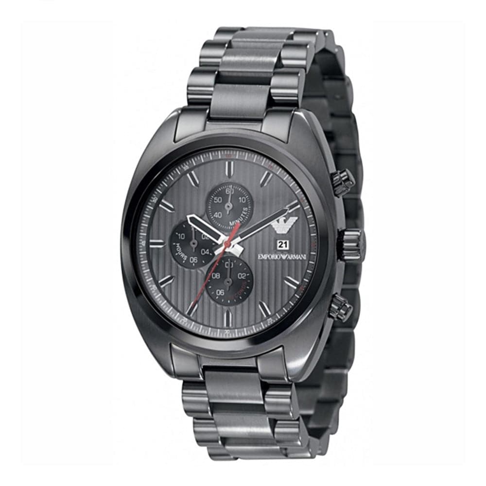 EMPORIO ARMANI CERAMICA CHRONOGRAPH BLACK GUNMETAL STAINLESS STEEL AR5913 MEN'S WATCH - H2 Hub Watches